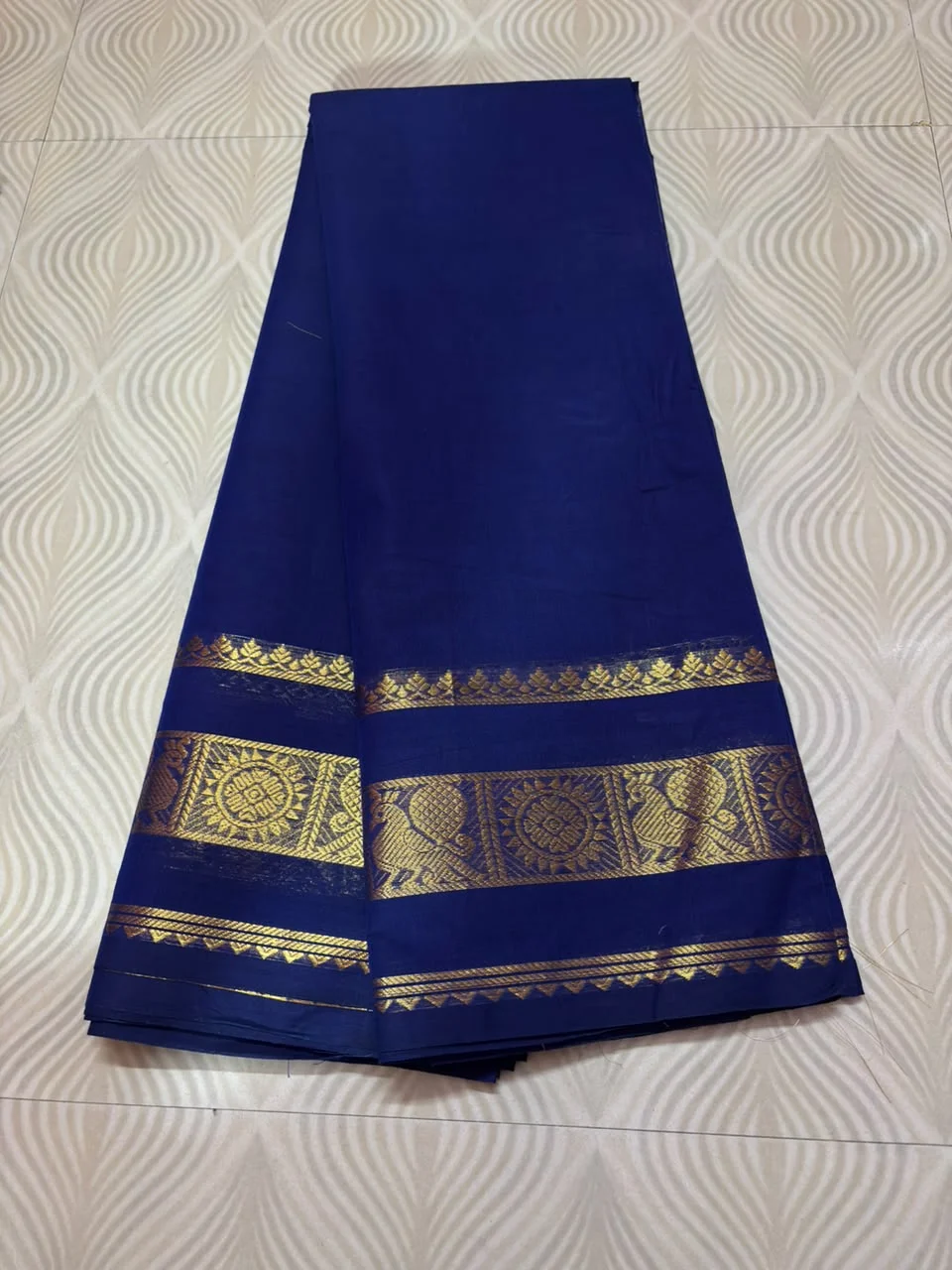 Kanchi Cotton Peacock Design Border Saree